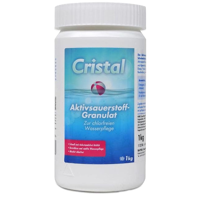 Granulado de oxígeno activo Cristal en envase de un kilogramo, mitad de un sistema de dos productos