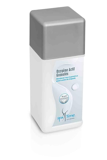 Granulado de oxígeno activo Bayrol SpaTime en envase de un kilogramo para bañeras de hidromasaje