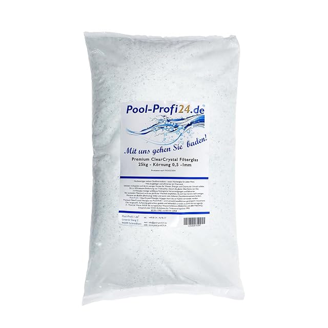 Vidrio filtrante Pool-Profi24.de Premium Clear Crystal, 25 kilogramos de 0,5 a 1,0 milímetros