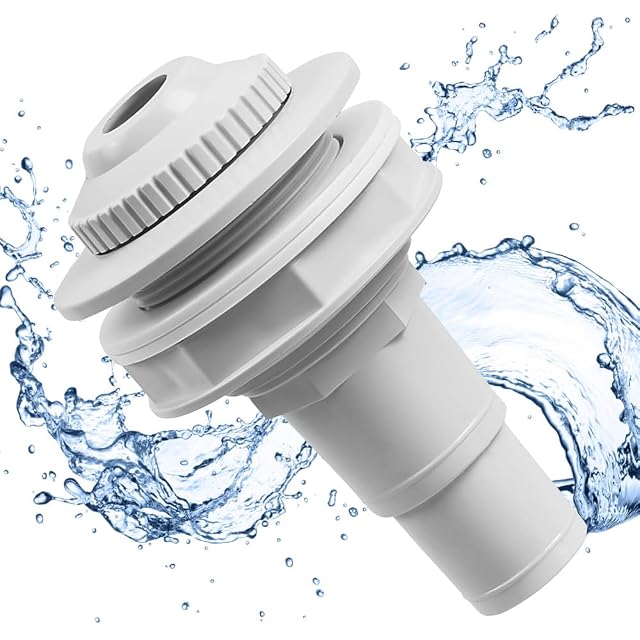 Pieza de impulsión de piscina mizikuu blanca con boquilla de rótula orientable y espiga para manguera de 32/38 mm