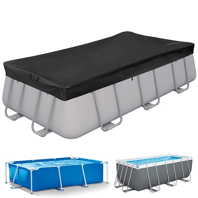 Cubierta de piscina rectangular PATWING en tejido Oxford 420D con piquetas de suelo y ganchos
