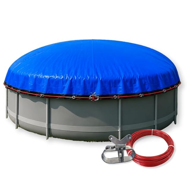 Cubierta de piscina redonda reversible Rothschenk CoverMio con cable de acero y tensor