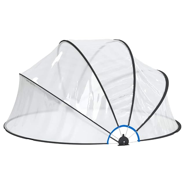 Cúpula de piscina vidaXL redonda y transparente sobre armazón de fibra de vidrio, 315 cm de diámetro y 158 cm de alto