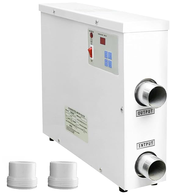 Calentador instantáneo de piscina eléctrico TGHY con panel de termostato digital y carcasa recubierta de aluminio