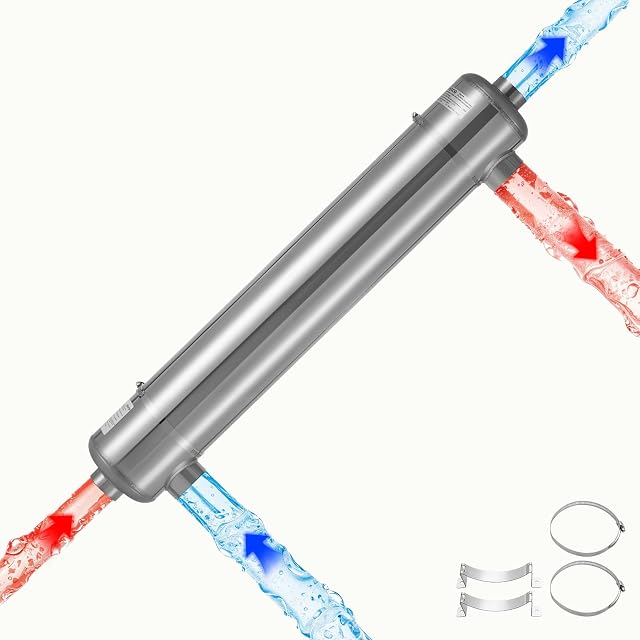 Intercambiador de calor de piscina VEVOR en inoxidable 316, con treinta tubos capilares interiores