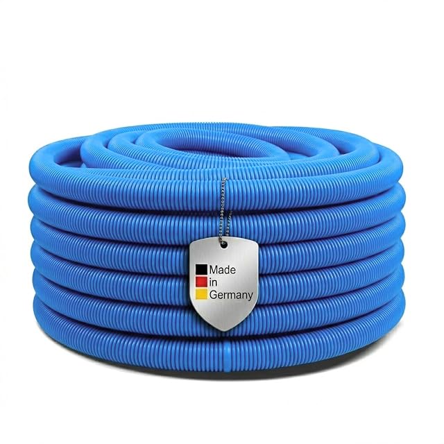 Manguera de piscina de polietileno corrugado POOL Total azul de 38 mm de diámetro con manguitos moldeados