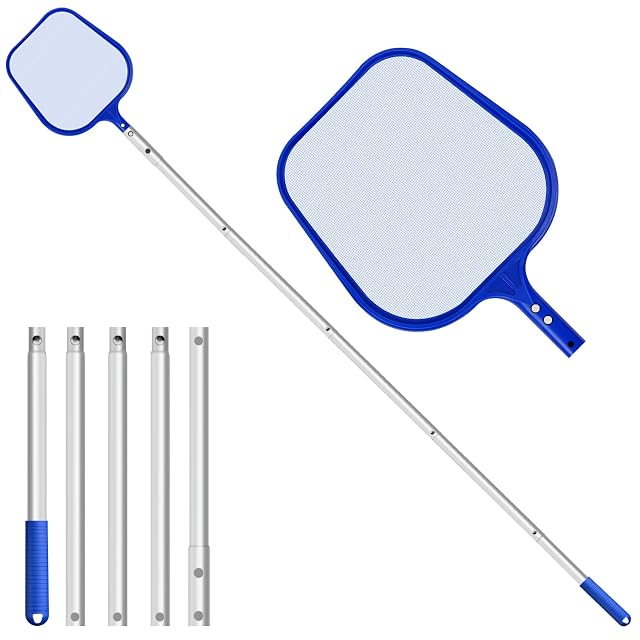 Recogehojas de piscina CNMTCCO de doscientos cuatro centímetros con mango telescópico de aleación de aluminio de cinco tramos