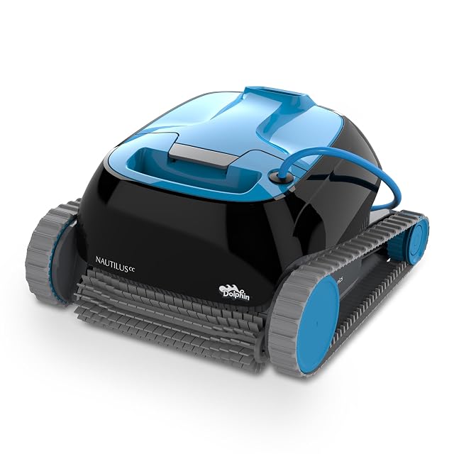 Robot de piscina Dolphin Nautilus CC, con su cesto filtrante accesible por arriba, abierto