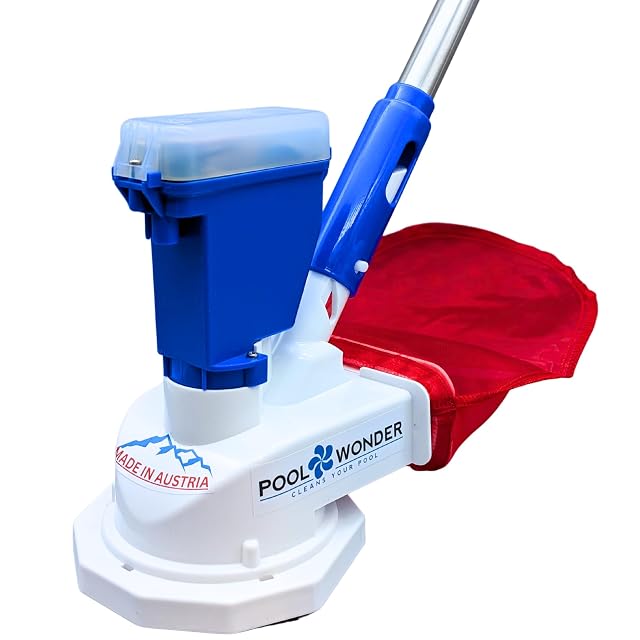 Limpiador de piscina sin cable Poolwonder V2, con cabezal de aspiración de 13,5 cm, en una pértiga de segmentos de 205 cm