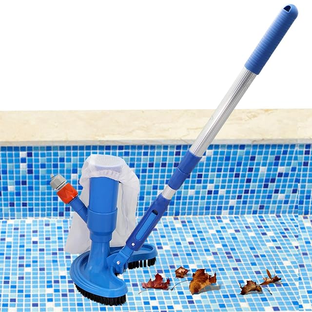 Aspirador de piscina de mano Raxove con conector de manguera de jardín y bolsa de recogida de residuos