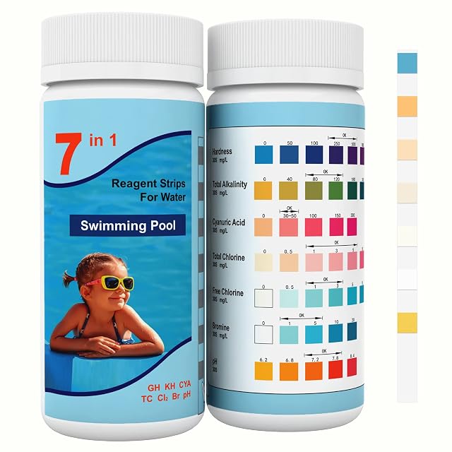 Tiras reactivas de piscina 7 en 1 Joyzakzak, 100 varillas para agua de piscina y spa